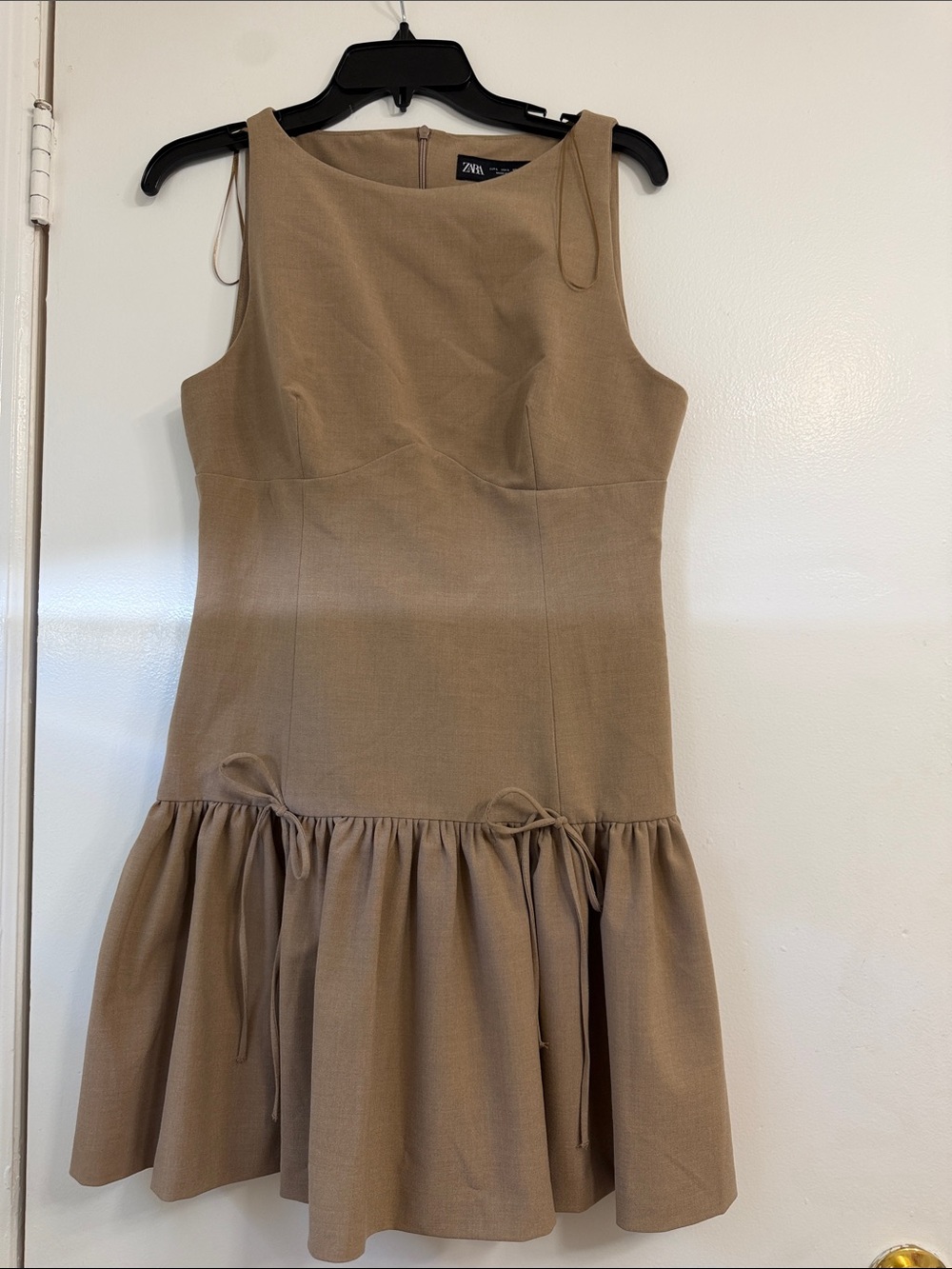 Zara Camel Drop-Waist Mini Dress